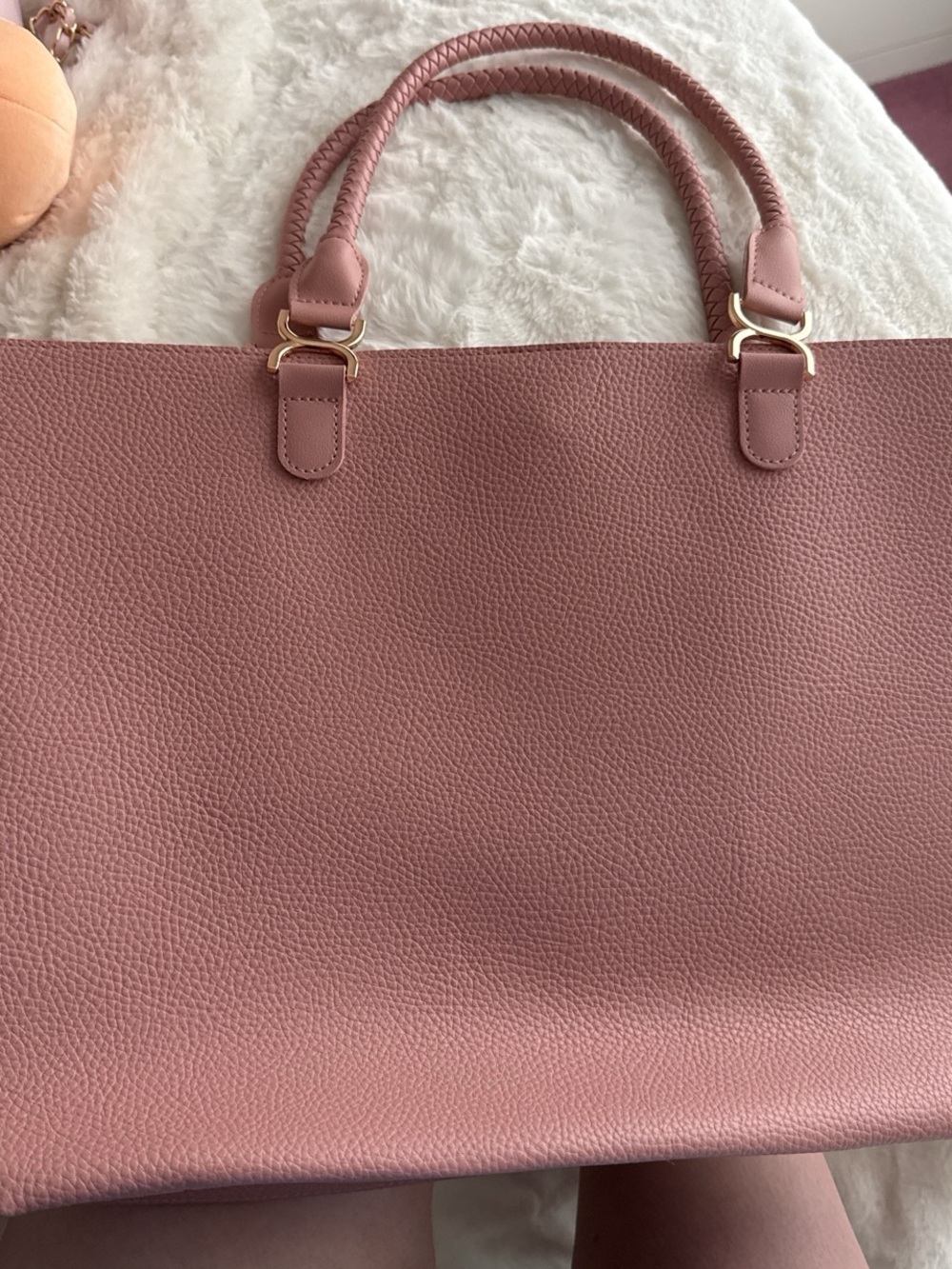 Women's Blush Pink Structured Tote Bag - Sleek Everyday Carry